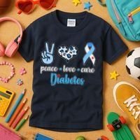 Peace Love Cure Diabetes Kids T-Shirt thumb 3