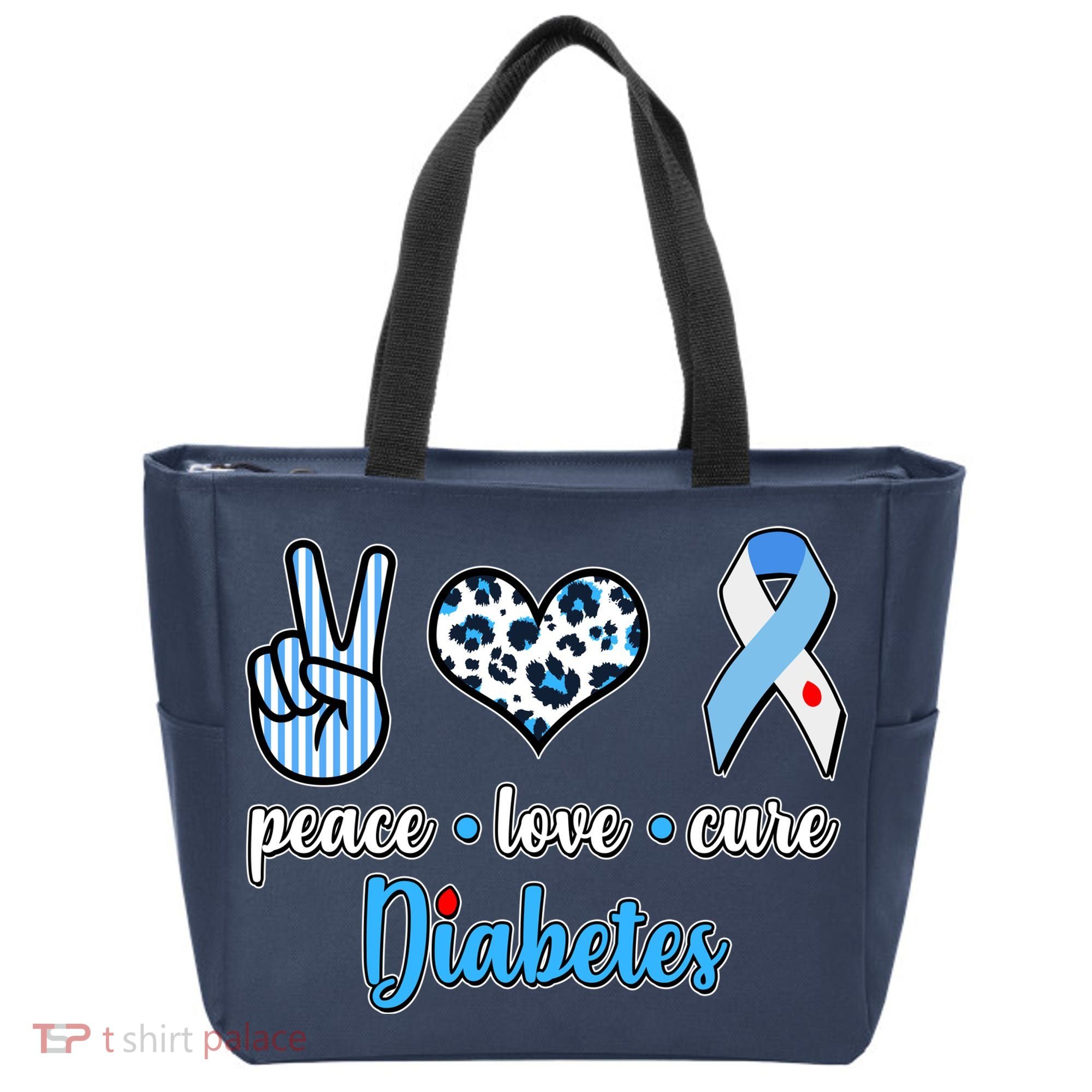 Peace Love Cure Diabetes Tote Bag
