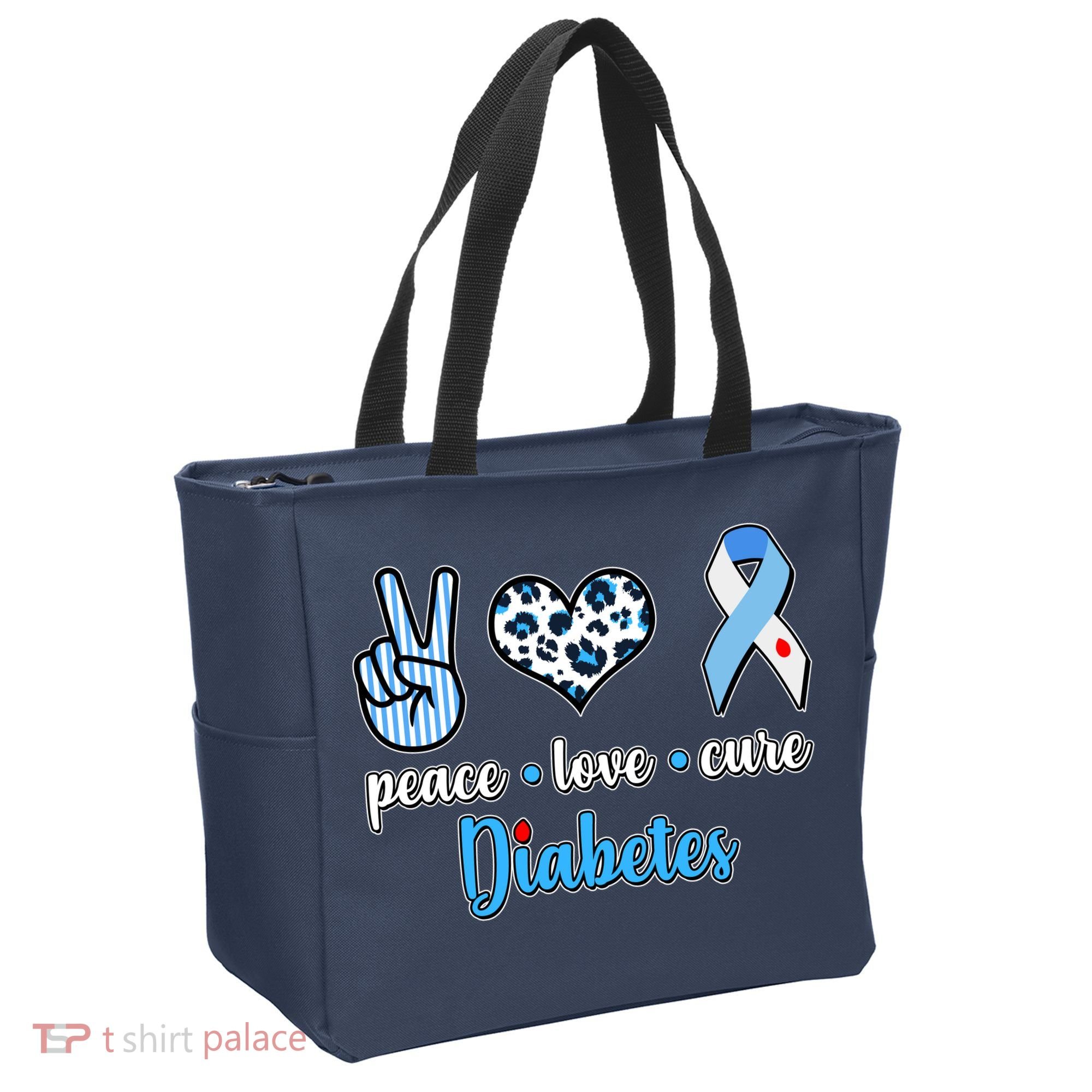 Peace Love Cure Diabetes Tote Bag