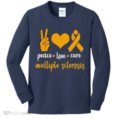 Peace Love Cure Multiple Sclerosis Kids Long Sleeve Shirt