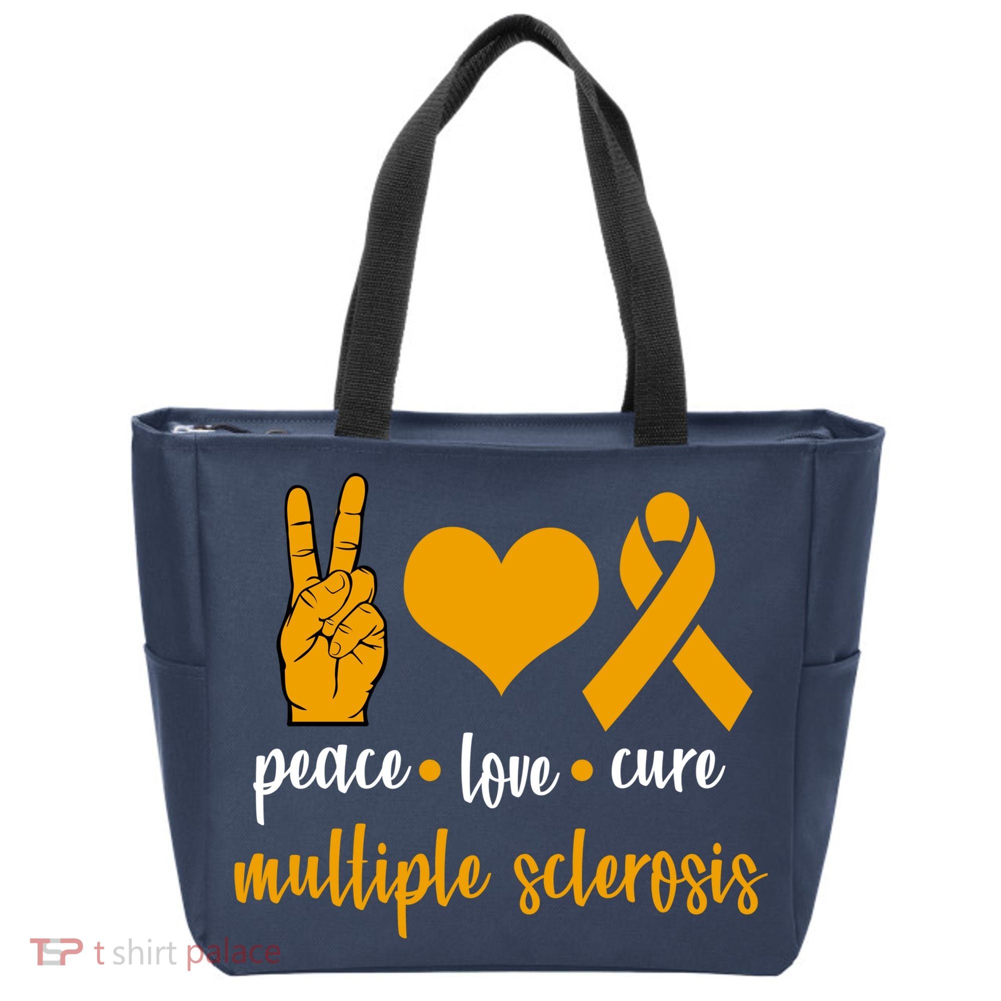 Peace Love Cure Multiple Sclerosis Tote Bag