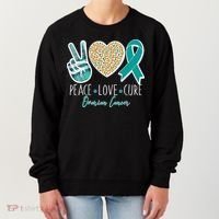 Peace Love Cure Ovarian Cancer Awareness Women's Sweatshirt thumb 0