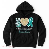 Peace Love Cure Ovarian Cancer Awareness Hoodie thumb 0