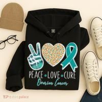 Peace Love Cure Ovarian Cancer Awareness Hoodie thumb 4