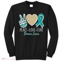 Peace Love Cure Ovarian Cancer Awareness Sweatshirt thumb 0