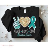 Peace Love Cure Ovarian Cancer Awareness Sweatshirt thumb 2
