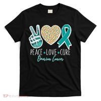 Peace Love Cure Ovarian Cancer Awareness T-Shirt thumb 0