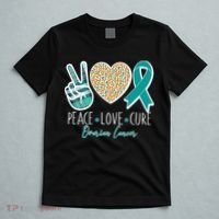 Peace Love Cure Ovarian Cancer Awareness T-Shirt thumb 5