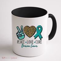 Peace Love Cure Ovarian Cancer Awareness Coffee Mug thumb 1
