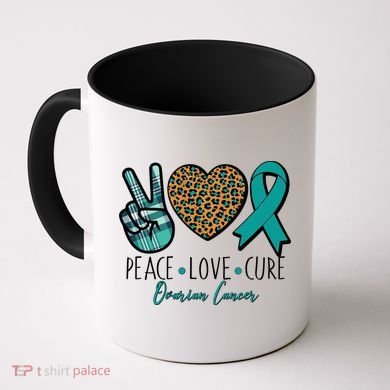 Peace Love Cure Ovarian Cancer Awareness Coffee Mug