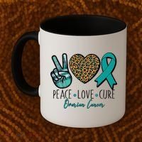 Peace Love Cure Ovarian Cancer Awareness Coffee Mug thumb 2