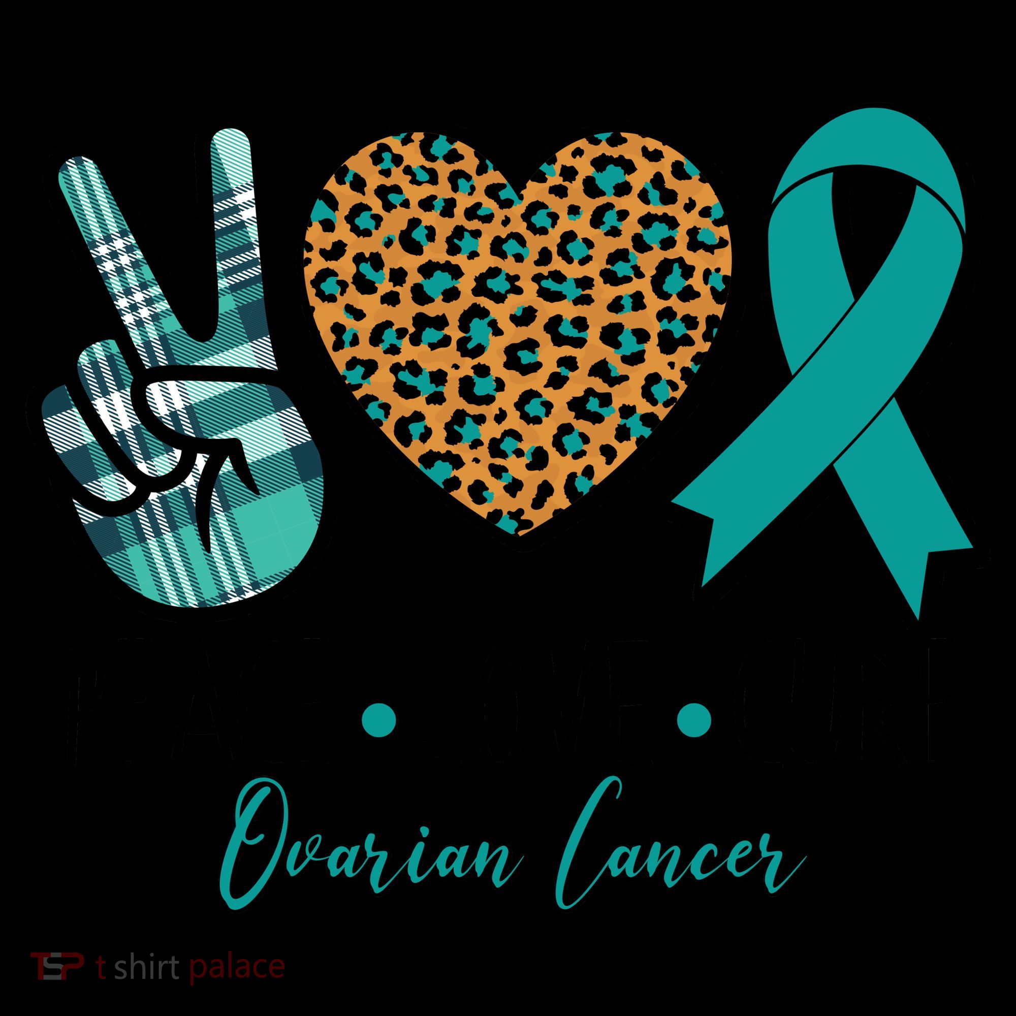 Peace Love Cure Ovarian Cancer Awareness Coffee Mug
