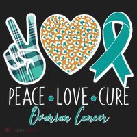 Peace Love Cure Ovarian Cancer Awareness Beanie thumb 2