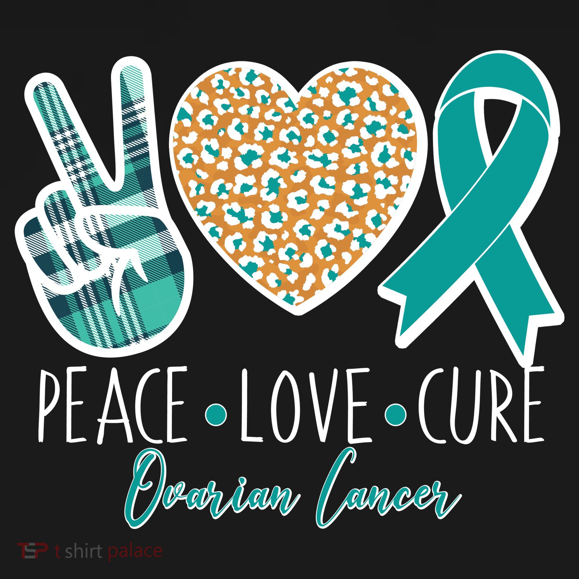 Peace Love Cure Ovarian Cancer Awareness Polo