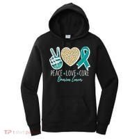 Peace Love Cure Ovarian Cancer Awareness Women's Hoodie thumb 0