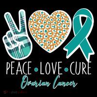 Peace Love Cure Ovarian Cancer Awareness Women's Hoodie thumb 2