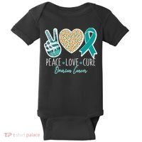 Peace Love Cure Ovarian Cancer Awareness Baby Bodysuit thumb 0