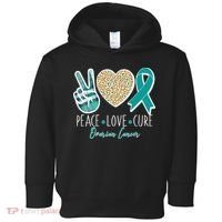Peace Love Cure Ovarian Cancer Awareness Toddler Hoodie thumb 0