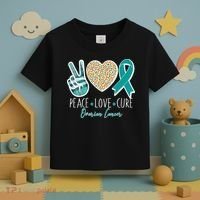 Peace Love Cure Ovarian Cancer Awareness Toddler T-Shirt thumb 3