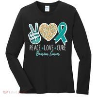 Peace Love Cure Ovarian Cancer Awareness Women's Long Sleeve Shirt thumb 0