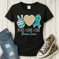 Peace Love Cure Ovarian Cancer Awareness Women's T-Shirt thumb 3