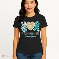 Peace Love Cure Ovarian Cancer Awareness Women's T-Shirt thumb 4