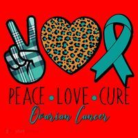 Peace Love Cure Ovarian Cancer Awareness Santa Hat thumb 1