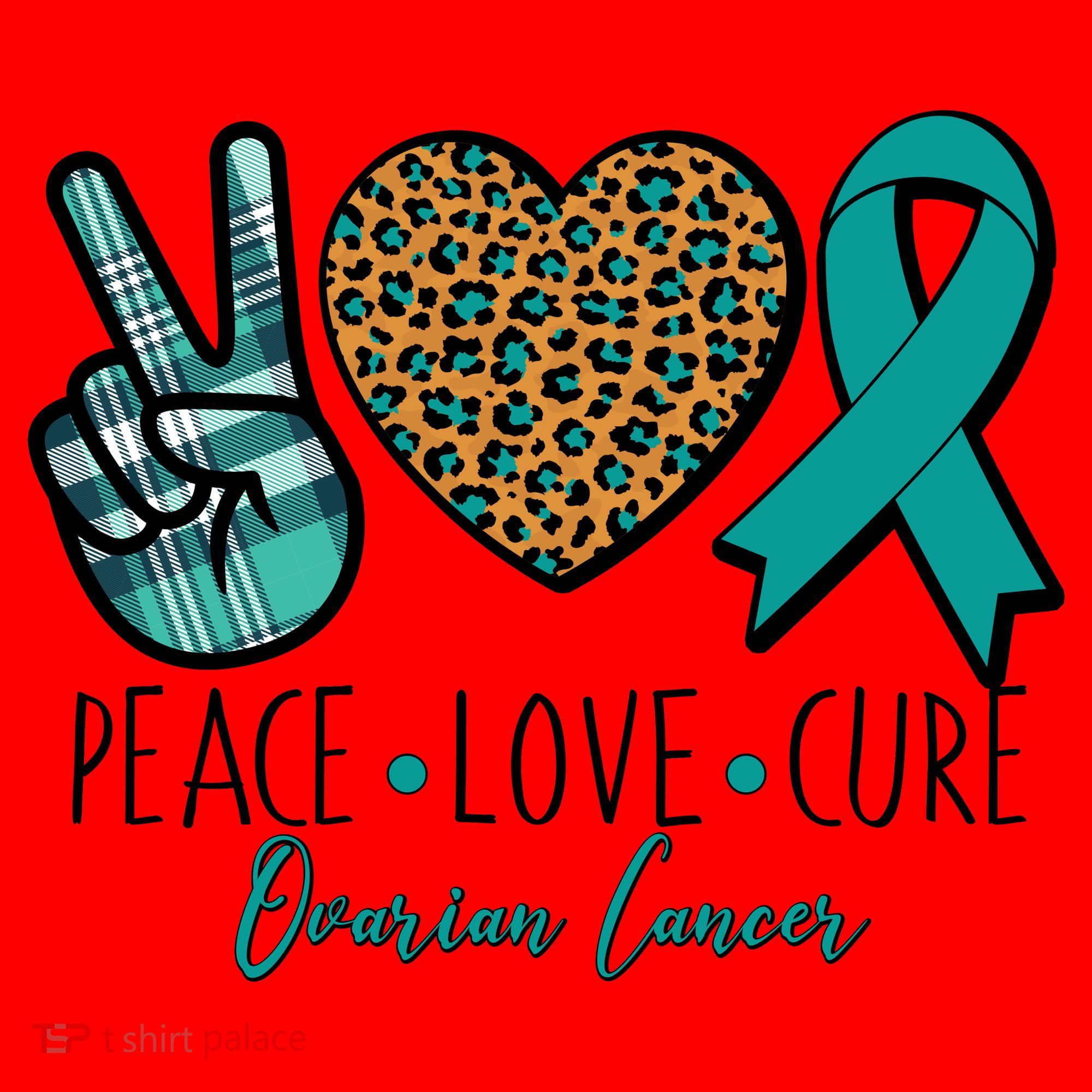 Peace Love Cure Ovarian Cancer Awareness Santa Hat