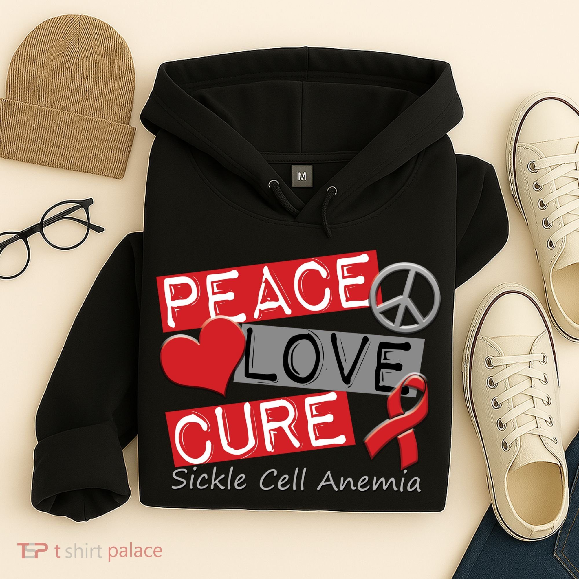 Peace Love Cure Sickle Cell Anemia Hoodie