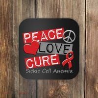 Peace Love Cure Sickle Cell Anemia Coaster thumb 0