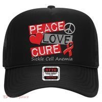 Peace Love Cure Sickle Cell Anemia Hat thumb 0