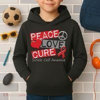 Peace Love Cure Sickle Cell Anemia Kids Hoodie thumb 2