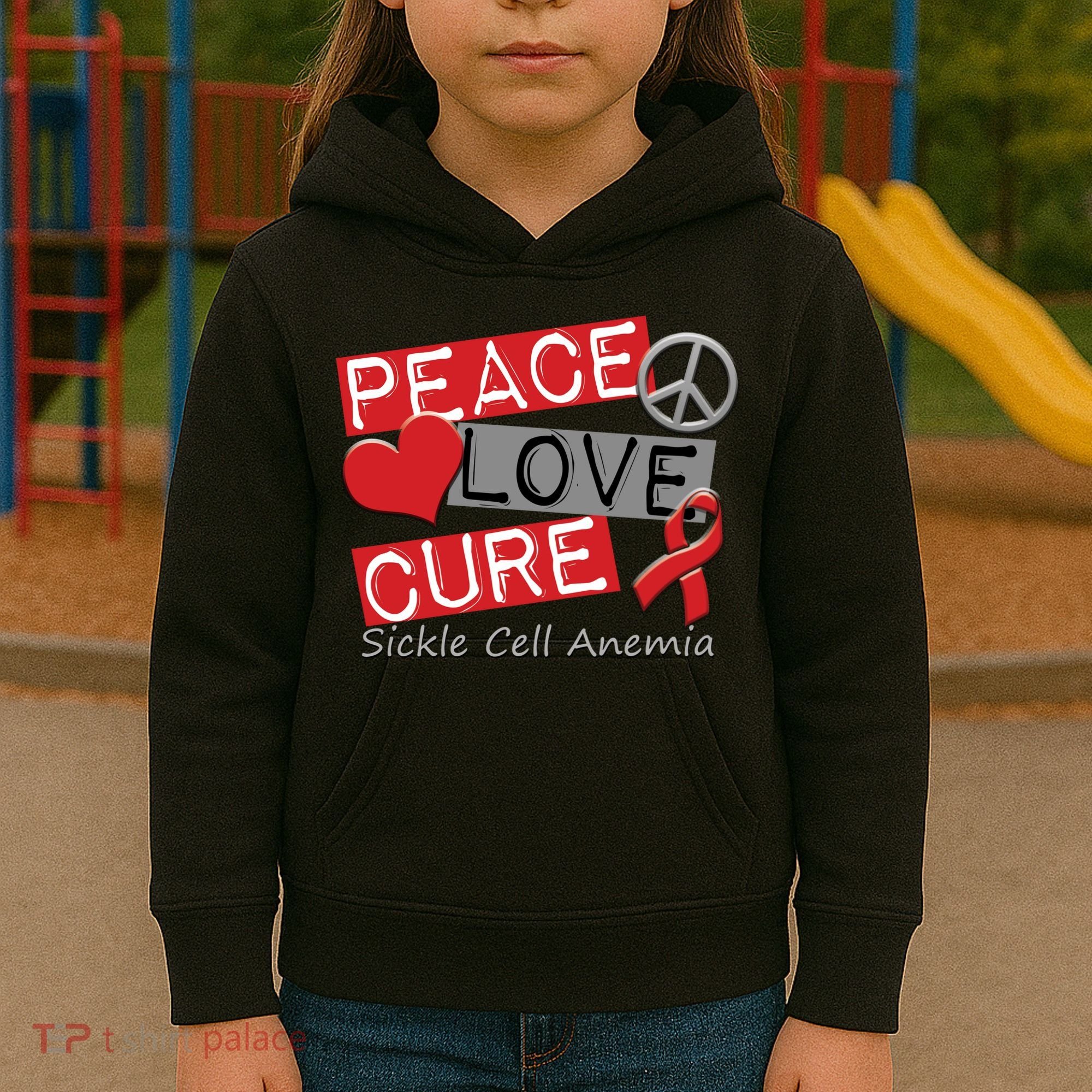 Peace Love Cure Sickle Cell Anemia Kids Hoodie