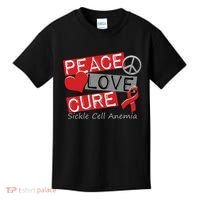 Peace Love Cure Sickle Cell Anemia Kids T-Shirt thumb 0