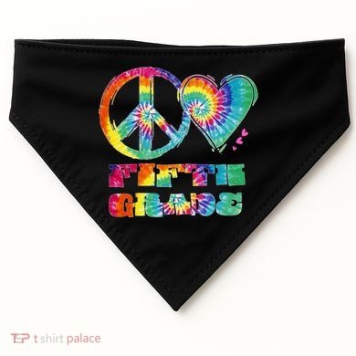 Peace Love Fifth Grade USA-Made Doggie Bandana