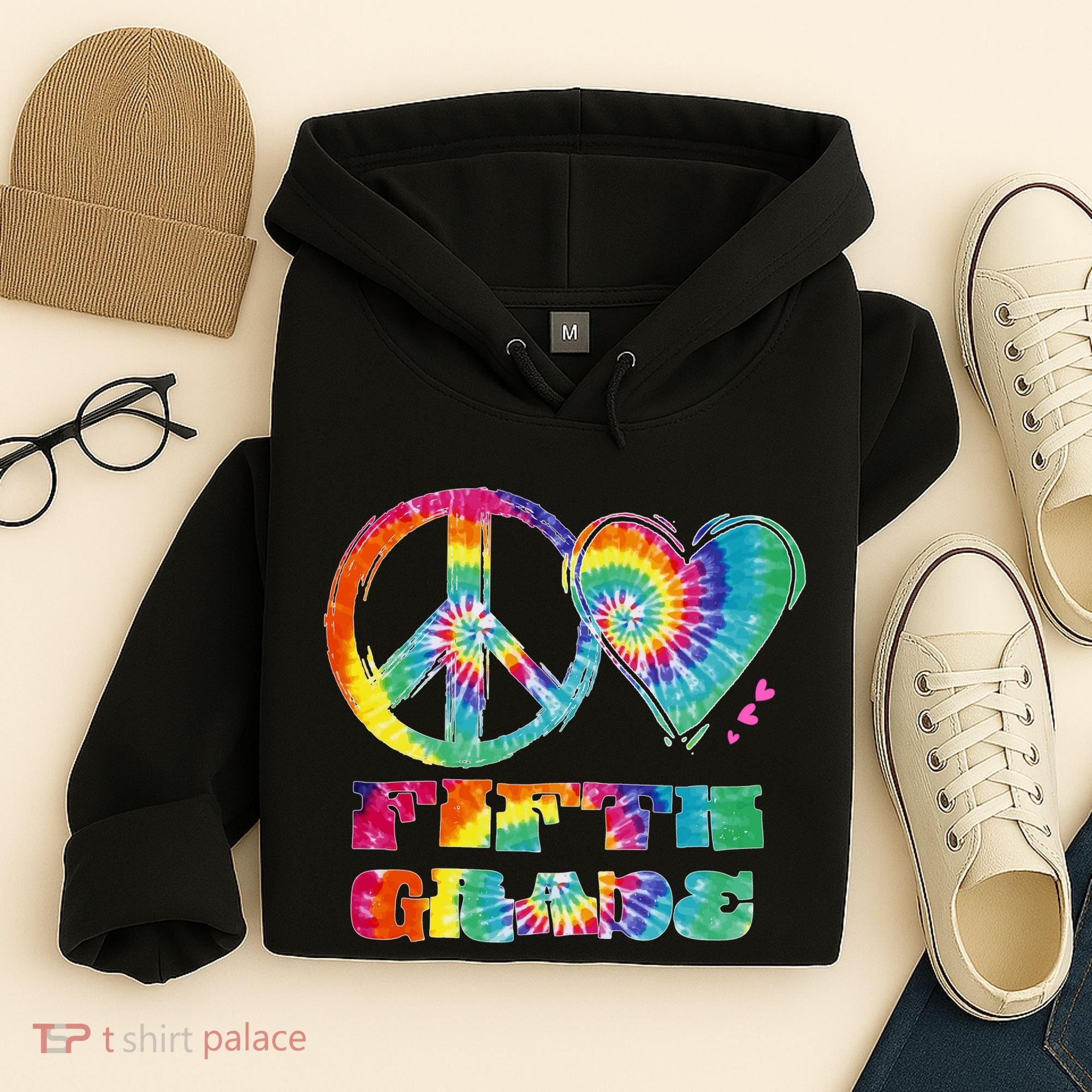 Peace Love Fifth Grade Hoodie