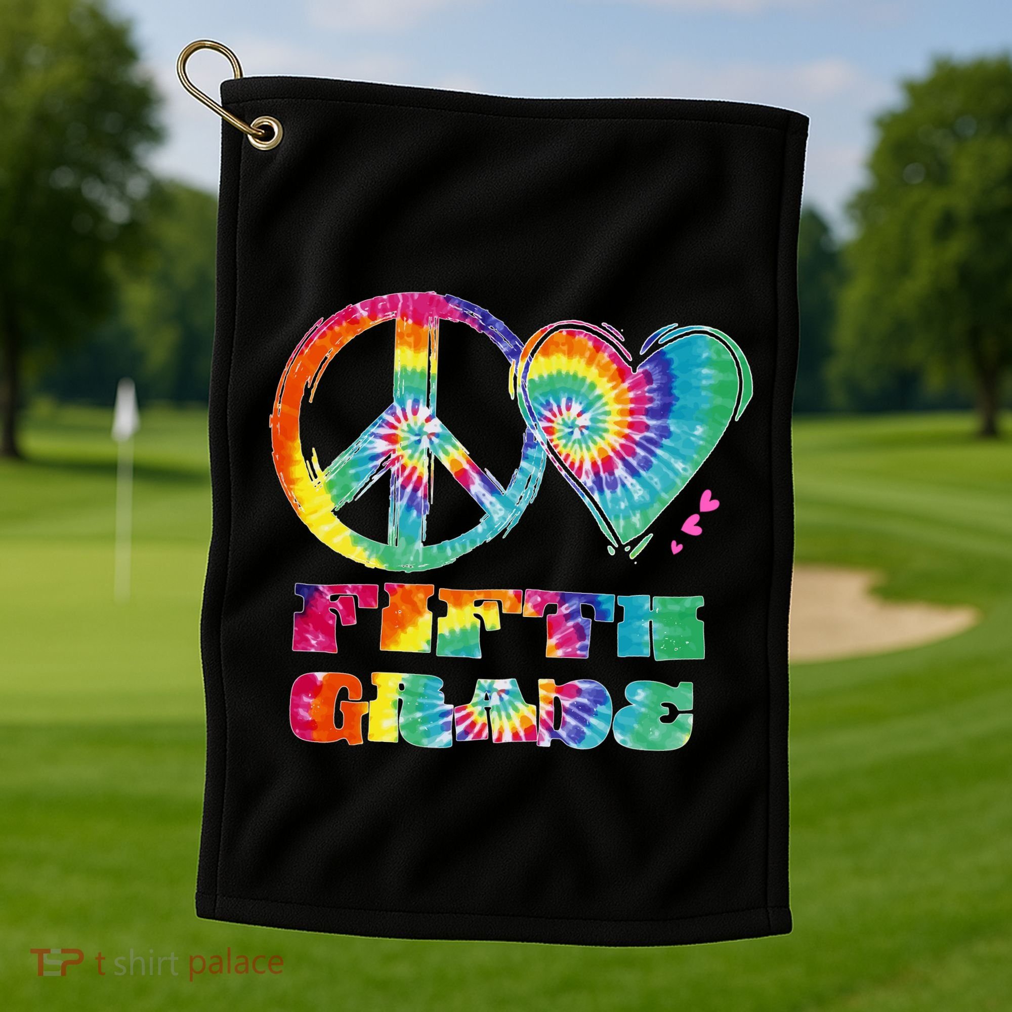 Peace Love Fifth Grade Golf Towel