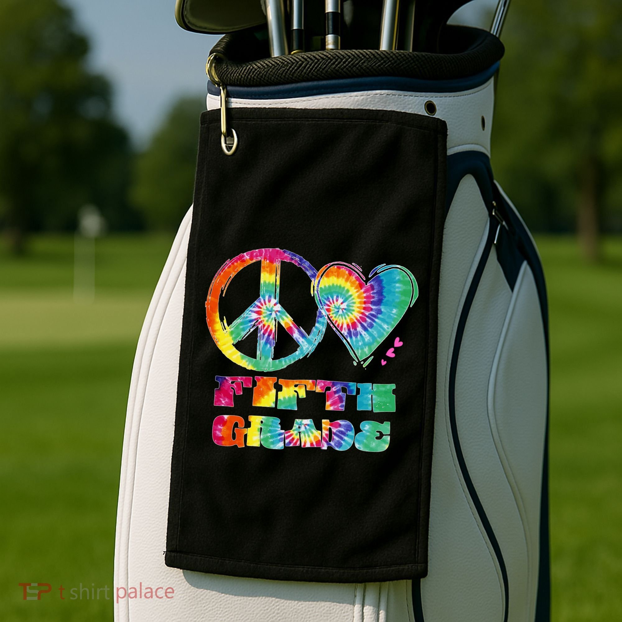 Peace Love Fifth Grade Golf Towel