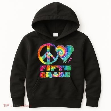Peace Love Fifth Grade Kids Hoodie