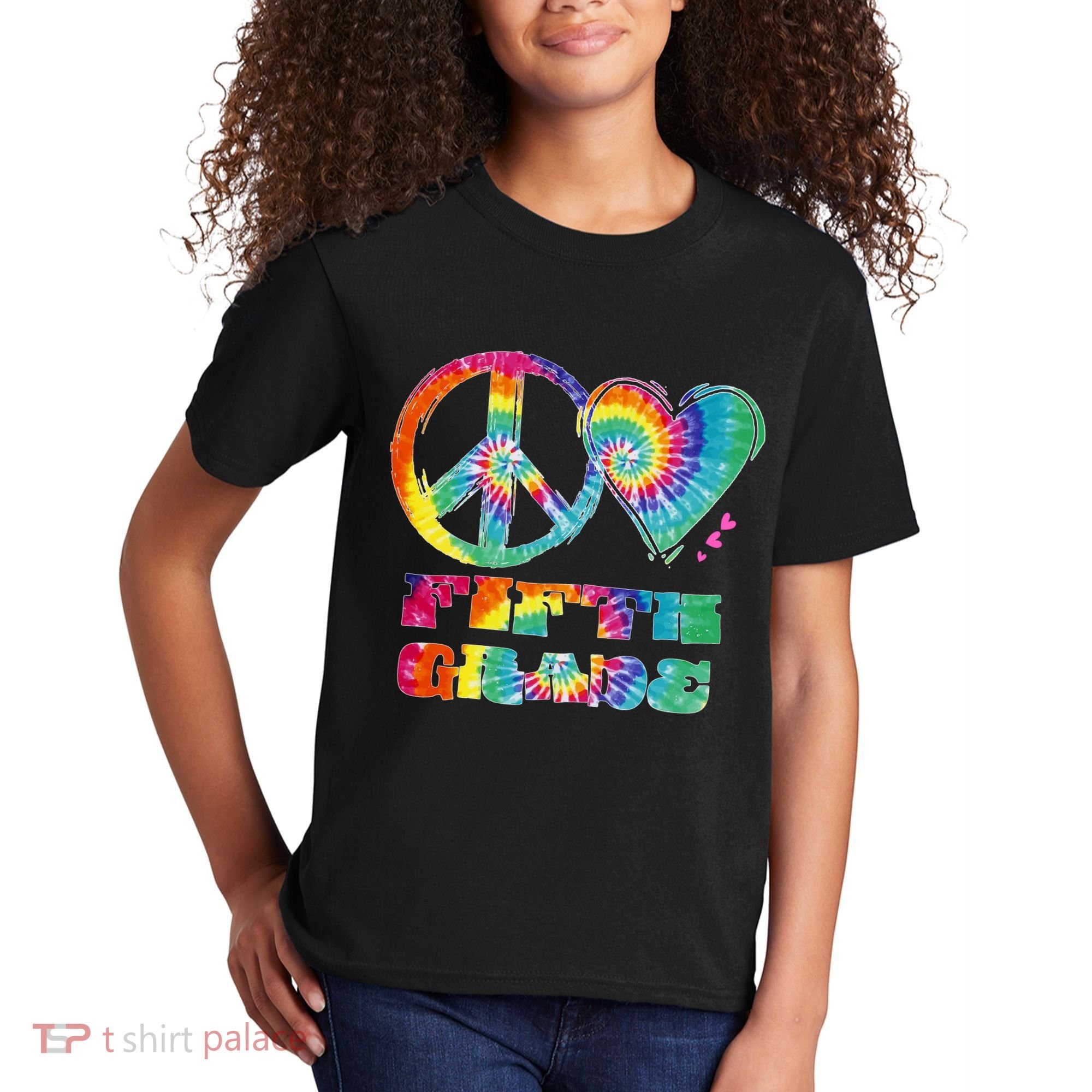 Peace Love Fifth Grade Kids T-Shirt