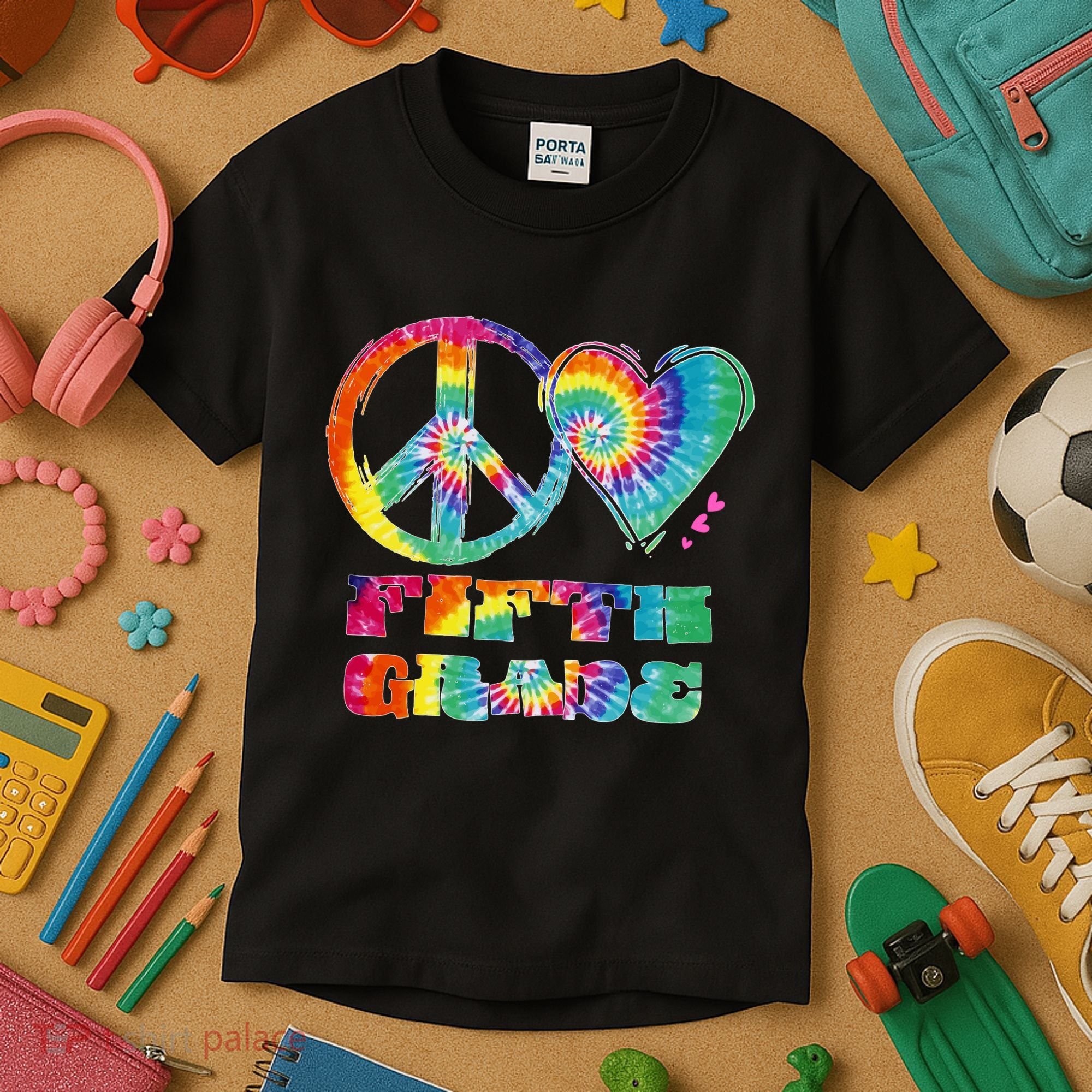 Peace Love Fifth Grade Kids T-Shirt
