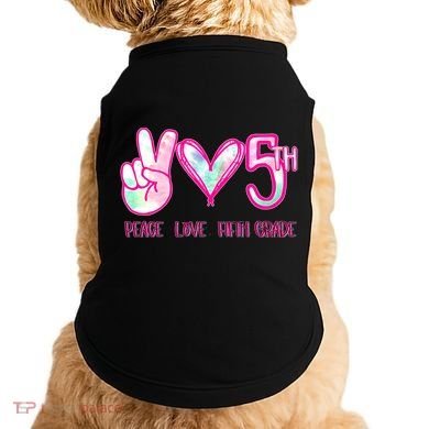 Peace Love Fifth-Grade Funny Cute Doggie Tank