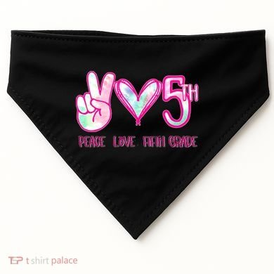 Peace Love Fifth-Grade Funny Cute USA-Made Doggie Bandana