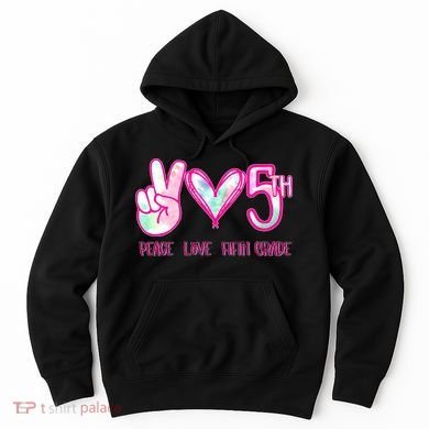 Peace Love Fifth-Grade Funny Cute Hoodie