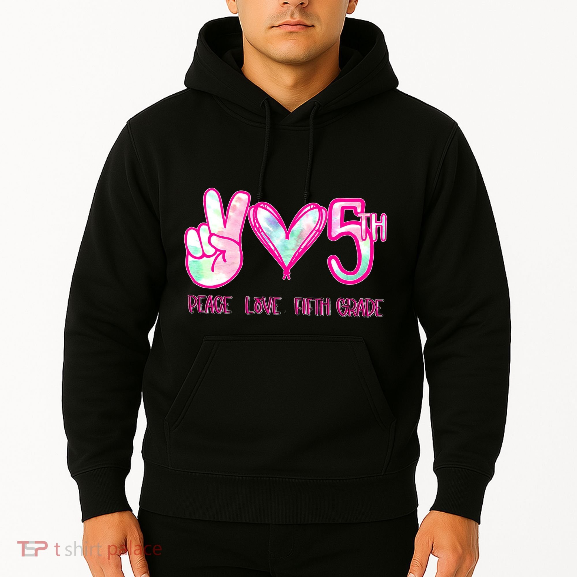 Peace Love Fifth-Grade Funny Cute Hoodie
