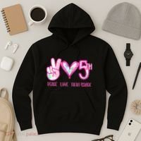Peace Love Fifth-Grade Funny Cute Hoodie thumb 3
