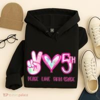Peace Love Fifth-Grade Funny Cute Hoodie thumb 4