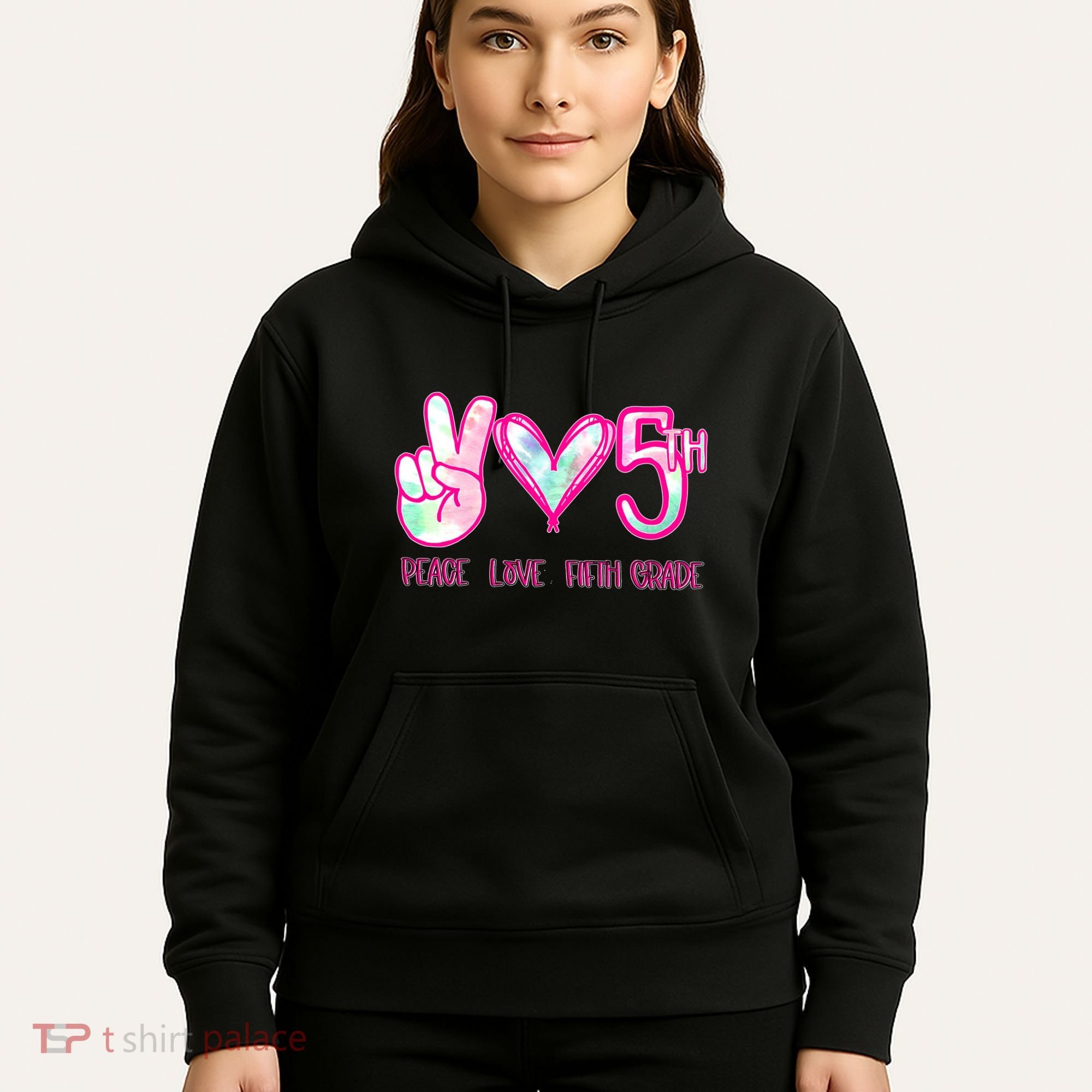 Peace Love Fifth-Grade Funny Cute Hoodie