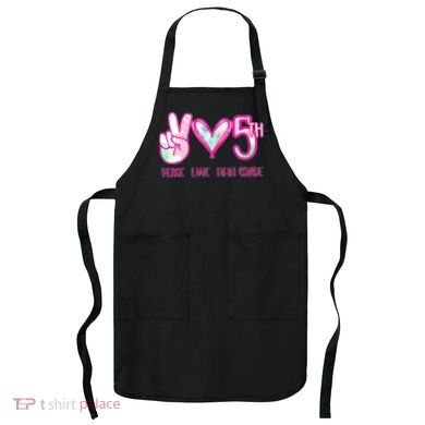 Peace Love Fifth-Grade Funny Cute Apron