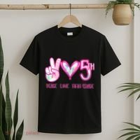 Peace Love Fifth-Grade Funny Cute T-Shirt thumb 2